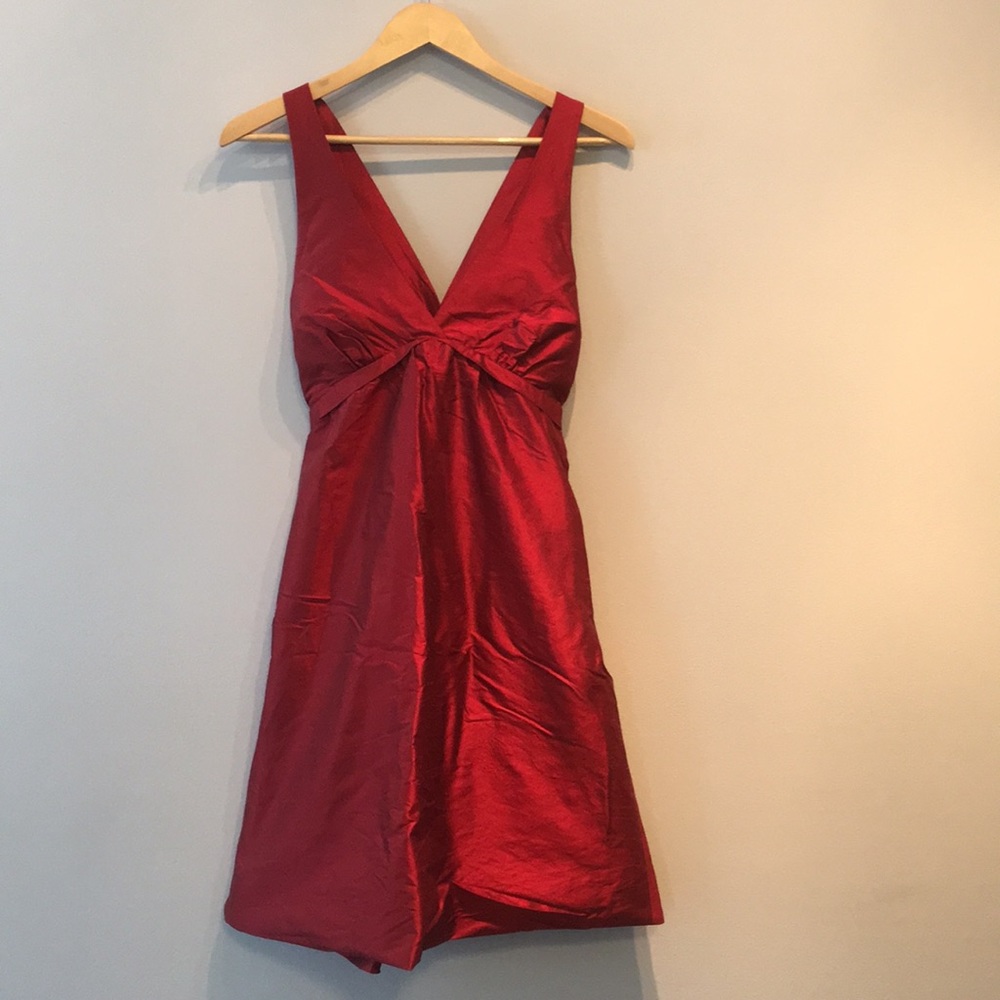 BCBG red silk organza halter dress